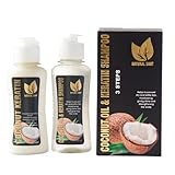 NATURAL SANT - Coconut Keratin Straightening Kit at Home - Formol Free - Straightens and Smooths All Hair Types - Includes Coconut Keratin Treatment, Shampoo & coconut pulp leave in - Straightening Smoothing Professional Results