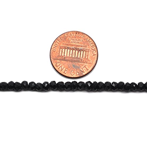 Gemmartusa Black Spinel Faceted Rondelle Beads Aaa Quality 1 Strand 13 Inch 3-4Mm Jewelry Making Supplies (Rlbs-70002) #TOP4