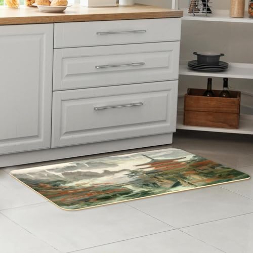 Tapete de cocina para pasillo y cuarto de lavado con templos de montaña 7