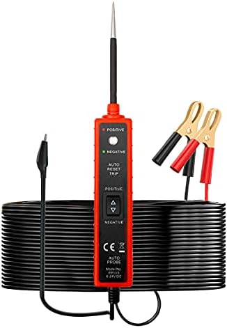 Test Light Automotive Power Circuit Probe Tester with 4M Test Lead 6-24V DC Led Light Tester Fuse Tester 6V 12V 24V Wire Circuit Tester Auto 12 Volt Electrical System Tools Car Truck Circuit Test Pen