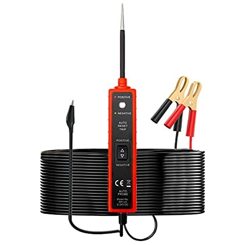 Power Circuit Probe Tester 6V-24V DC Test Light Automotive Short Circuit Finder 12V Auto Electrical Tester Kit 12 Volt Car Fuse Tester Tool Component Tester Polarity Identify Overload Protection Cover