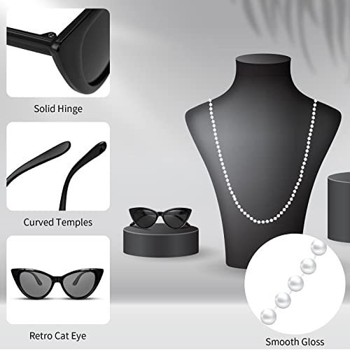 XUWAIDSGN Teal Blue Party Favors Necklace Sunglasses Crown Set Pearl Necklace Vintage Sunglasses for Turquoise Party Favors