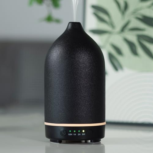 Dialan's - Essential Oil Diffuser Ceramic Cool Mist Ultrasonic Aromatherapy Diffuser Fragrance 150ml with Auto Shut-Off and 7-Color LED Light for Home Yoga Spa - -22%