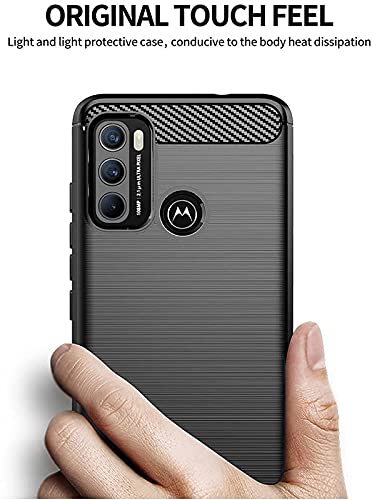 Image of NPRC Hybrid Ultra Slim Protective Case TPU Non-Slip Carbon Fiber Texture Shockproof Case Cover for Moto G60 - Black
