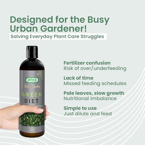Image of IFFCO Urban Gardens - Green Diet - 200 ML - Organic Plant Food For Potted Indoor & Outdoor plants, Balanced Macro & Micro Nutrients, Water Soluble