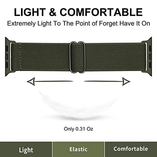 VEMIGON Stretchy Band Compatible with Apple Watch Strap 46mm 45mm 44m 42mm 49mm 41mm 40mm 38mm, Adjustable Nylon Braided Solo Loop for iWatch Series 11 10 9 8 7 6 5 4 3 2 1 SE3 SE2 SE Ultra (No Watch)