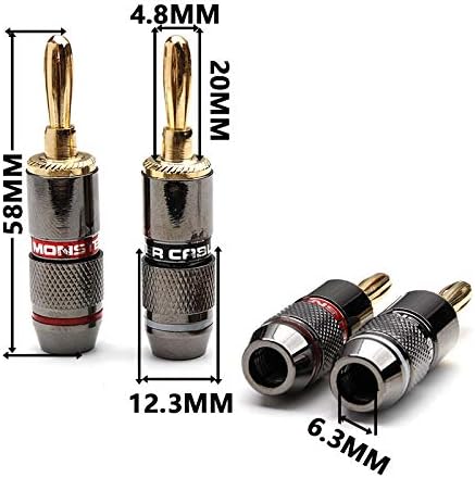 Davitu Electrical Equipments Supplies - 12/24Pcs Pure Copper Banana Plug Head Gold Plated Speaker Adapter Screw Speaker Male Plugs Audio Terminals Connector - (Color: 12 Pairs)
