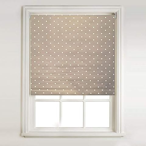 Patterned Thermal Blackout Roller Blinds 22+ Designs - FREE CUT TO SIZE SERVICE (W: 153cm (5ft), Mocha Dot) Cover