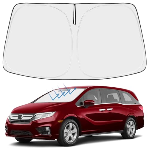 Proadsy Windshield Sun Shade for Honda Odyssey 2018-2025 2026 LX EX EX-L Touring Elite Minivan 4-Layer Foldable Front Sunshade Protector Sun Visor Blocks UV Rays Keep Car Cooler Accessories