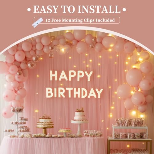 Cortina fondo rosa 10x10ft con luces LED miniatura 7