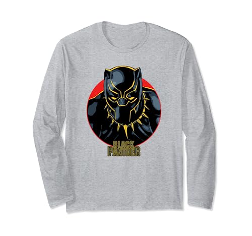 T-shirt Black Panther Marvel à manches longues et motif de portrait de bande dessinée pour homme