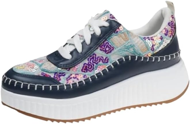 Women Chunky City Tweed Comfortable Casual Platform Fashion Sneaker Sequins Lace Ups Walking Shoes Trainers