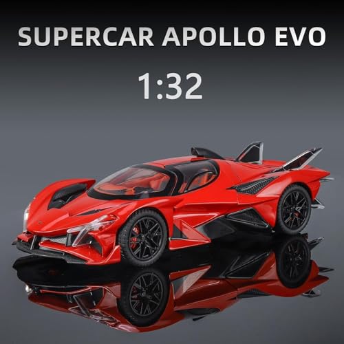 Image of WORSHIPER Compatible for 1:32 Apollo Evo Toy Car Model, Diecast Collectible Pull Back Model Car with Sound and Light, Toy Gift Vehicles for Adults Kids Boys Girls (1:32 Apollo Evo-Red Color)