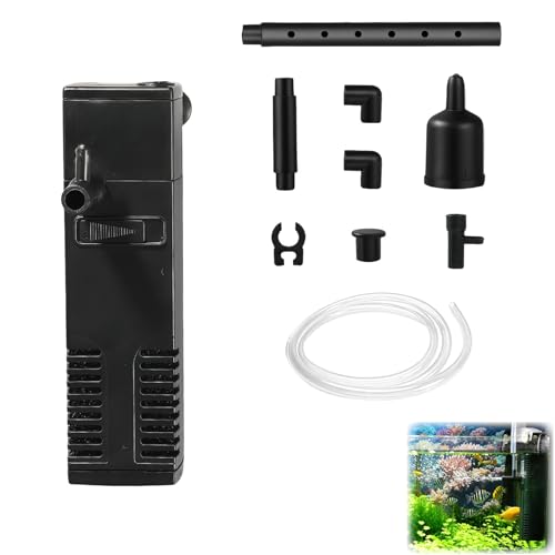 Rewtuck Filtre Intérieur Aquarium 20L-40L, Adapté aux Aquariums 3 en 1 Pompe à Eau Double Filtration Fontaine, Purification Circulation Eau pour Eau Douce...