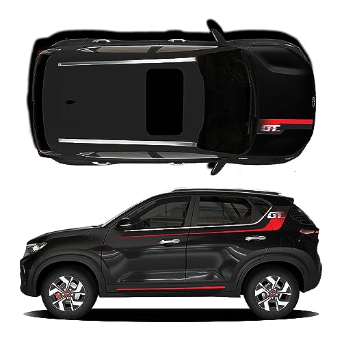 Image of GT Edition Car Graphics for Kia Sonet | Colour - Aurora Pearl Black | Size - 30.5 x 7 cm