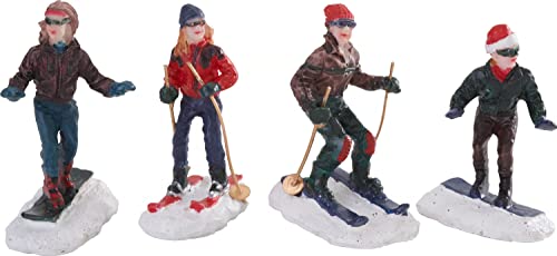 VBS Mini skieur Makalu Set de 4 figurines 6.0-6.5 cm Polyrésine Hiver Décor Figure de ski Set...