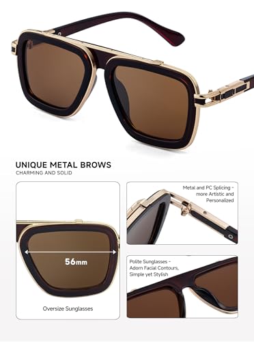 Fashion Mens Sunglasses Shades 56mm UV 400 Protection Lens Sun Glasses Square (98082)3