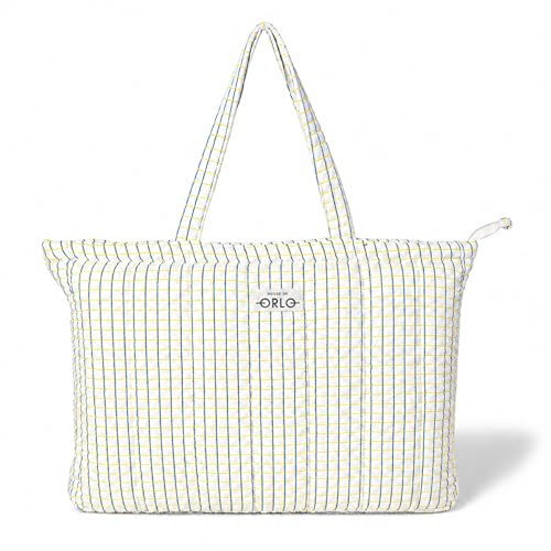 Image of Premium Cotton Waffle Quilted Tote Bag, Large Spacious Handbag for College, Office, Work, Travel, Shopping & Daily Use