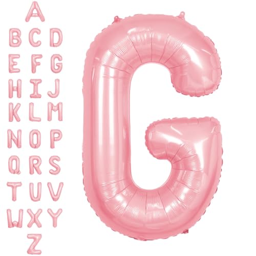 SUWEN 40 Inch Pink Large G Letter Balloons Big Foil Helium A-Z