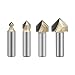 4PCS 90-Degree V Groove Router Bit, Gazeto Titanium Coated Carbide-Tipped 2-Flute CNC Engraving Bit Woodworking Chamfer Bevel Cutter, 1/2-Inch Shank