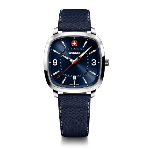 WENGER Reloj Hombre Deporte Vintage (37 mm) Esfera Azul/Pulsera smartcycle Azul 01.1921.109