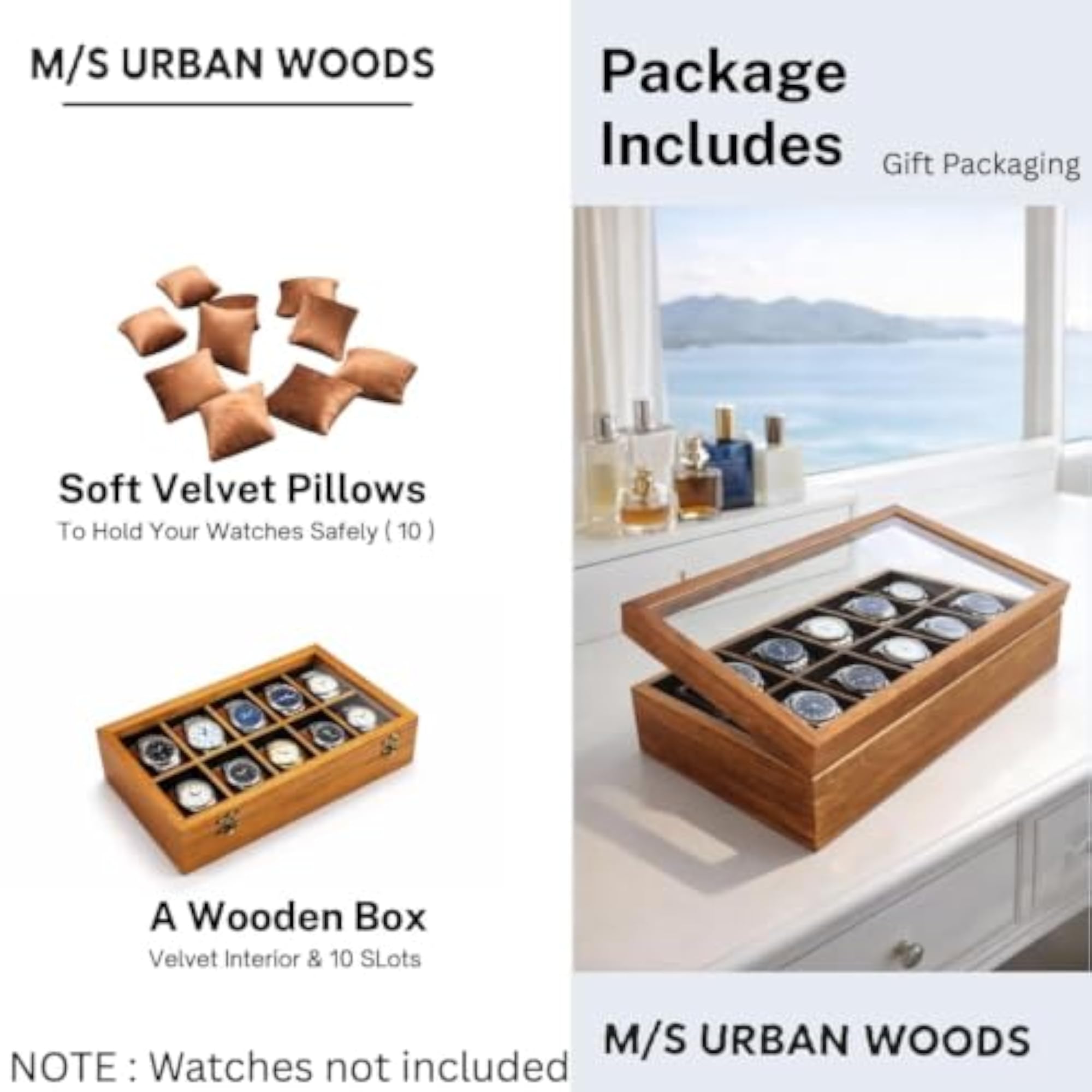 Wooden Watch Box for Men, Elegant Storage Case