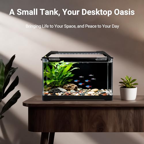 eWonLife 3.5 Gallon Self Cleaning Fish Tank, Aquarium Starter Kit for Betta, Small Fish & Shrimp, Betta Fish Tank with Heater, LED Light, Hidden Multi-Stage Filtration System and Water Changer Kit - Image 3