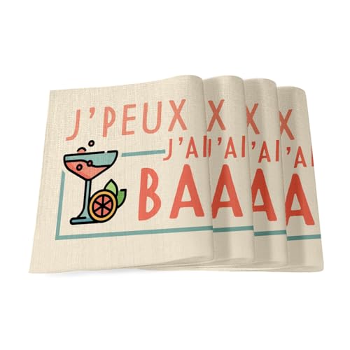 Sets de table en lin j'peux pas j'ai bar, idée cadeau originale apéro - 2