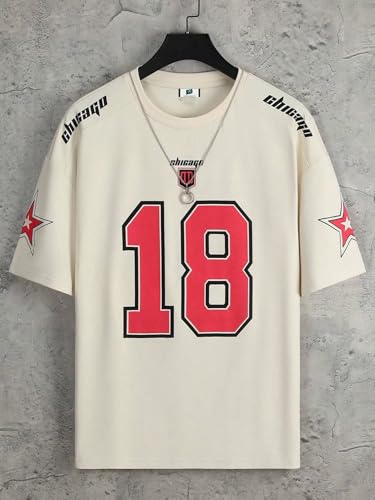Image of SXV STYLE Chicago Sports Jersey, Number 18, Black with Red Graphics, Short Sleeve T-Shirt