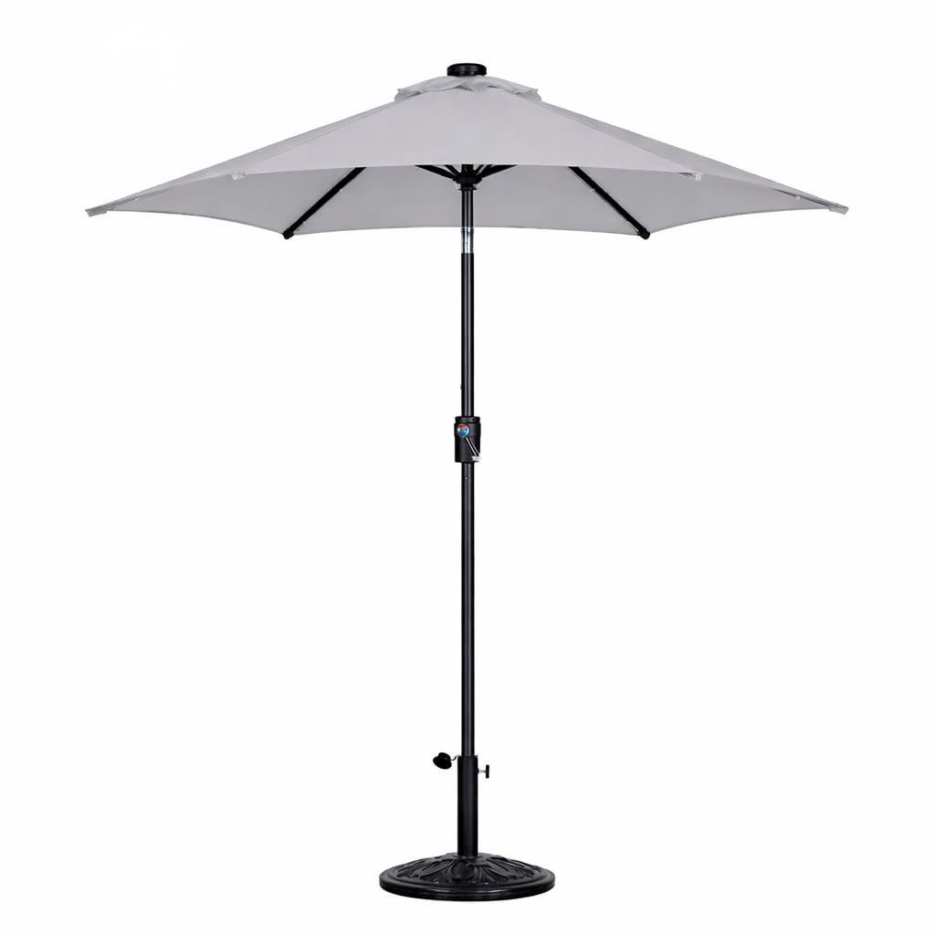 Jack Stonehouse Grey Jsh 2.7M Straight Garden Parasol | Outdoor Tilting Round Garden Patio Sun Shade | Uv 30+ Protection Crank Handle & Tilt | 360 Degrees Sunshade Umbrella (Grey)