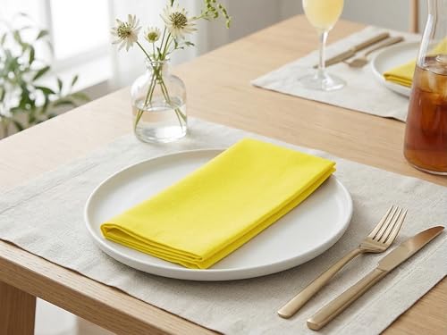 PurpleEssences Cloth Dinner Napkins 18x18 in, Set of 12, Yellow by PurpleEssences - Used condition - Image 4