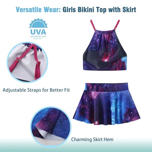 Image of Girls 3 Piece Swimsuits for Teen Girls Bikini Set with Skirt Hawaiian Bathing Suits Beach Swimwear 3-16 Years