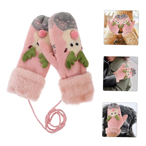 1pair Adorable Warm Neck Hanging Gloves for Boys and Girls Plush Christmas Gloves for Outdoor Activities Double Thickened for Comfort2
