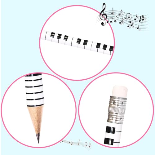 Fancy Land 50 lápices musicales con goma para niños miniatura 2