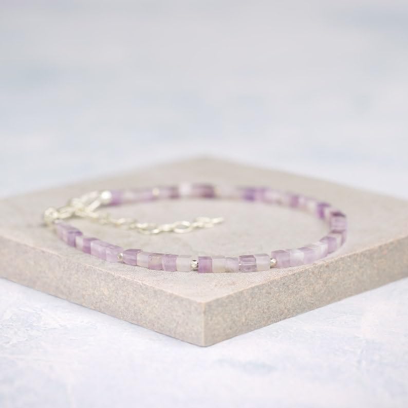 Pulsera de amatista para regalo especial con cierre de plata y estuche ajustable 2