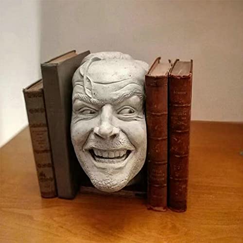 VIGAN Sculpture of The Shining Bookend Library Here’s Johnny Sculpture Resin Desktop Ornament Book Shelf Funny Ornament