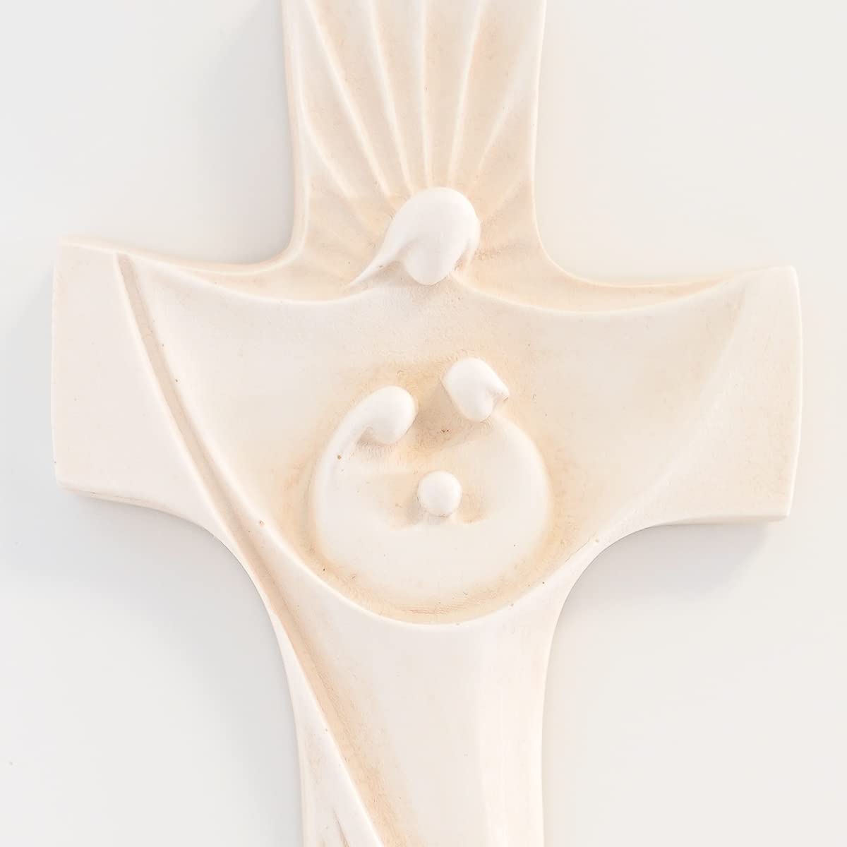 HOLY FAMILY Crucifijo Cruz resina y polvo de mármol Jesús Sagrada Familia de pared 30 cm/En clave moderna | Único en su género | Producto artesanal Made in Italy