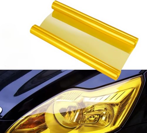 Image of HOME13 Self Adhesive Auto Car Tint Headlight Taillight Fog Light Vinyl Smoke Film Sheet Sticker Cover Car & Bike Protection Film (Yellow, 24x100 inch)