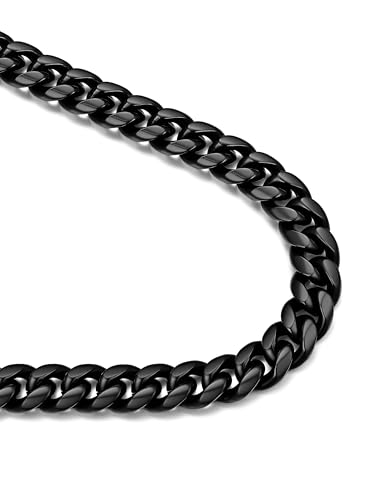 Bandmax Stainless Steel/Gold/Black Diamond Cut Miami Cuban Necklaces for Men 6MM/10MM/14MM Chunky Diamond Cut Curb Link Chain Necklace Hip Hop Rapper Biker Chains Jewelry