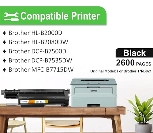 Image of TN B021-100gm, Compatible for Brother HL-B2000D, HL-B2080DW, DCP-B7500D, DCP-B7535DW, MFC-B7715DW (TN-B021 Easy Refill + Powder) Black