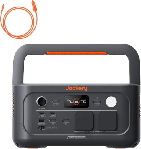 Jackery E500 v2 Tragbare Powerstation mit 12V-Kfz-Ladekabel