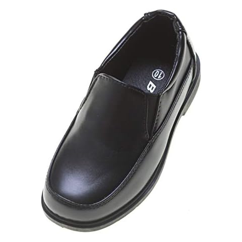 Boys School Shoes Easy Touch Fasten & Slip On UK Kids 10-2 (Black Slip On, Numeric_12) Cover