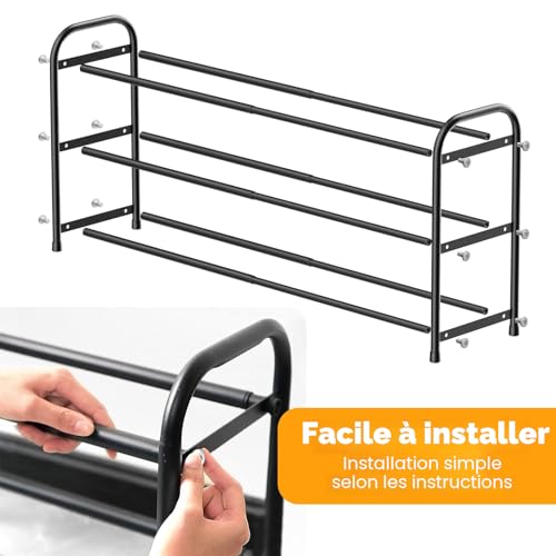 YAMAIDUO Étagère à Chaussures Extensible 3 Niveaux, Réglable de 43-78 cm – vue 6