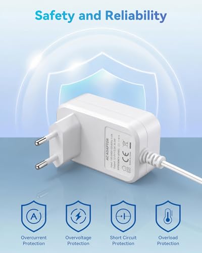 12 V 3 A zasilacz ładowarka kompatybilna z AVM Fritz!Box 7690, 7590, 7560, 7540, 7530, 7510, 7490, 7430, 7390, 6690, 6490, 5590, 5530...WLAN Router i Telekom Speedport Smart zasilacz sieciowy -biały