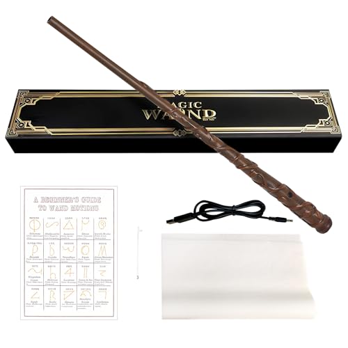 JATERWI Hermi, bacchetta magica in confezione regalo, bacchetta magica Harry, bacchetta magica in resina con carta magica, bacchette per giocattoli cosplay, fan della Wizarding.