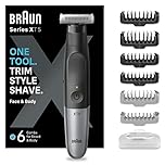 Braun Series XT5 Face & Body, Electric Shaver, Beard Trimmer & Body Groomer, +7 Accessories, Sharp 4D Flex Blade, Sensitive Comb Attachment, Durable, 6 Months, 45 Minutes Runtime, XT5200, Grey