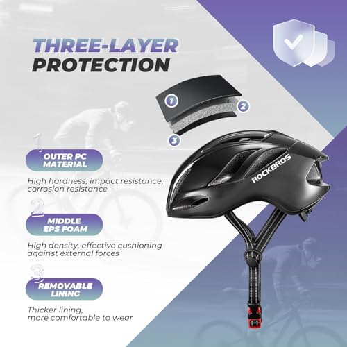 ROCKBROS Bike Helmet Lightweight Cycling Helmet for Men Women Adult Breathable Mountain Bike Helmet 57-61cm Adjustable Road Bike Helmet with 10 Colors - Image 3