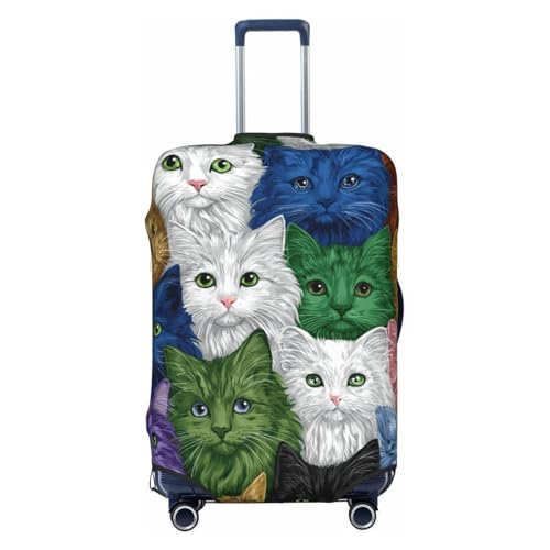 Many Colorful Cats Elastic Travel Luggage Covers Dustproof Scratch-Resistant Suitcase Protector Fit 22-24 Inch