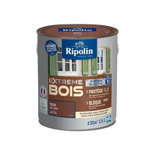 RIPOLIN - Peinture pour Bois Intérieur/Extérieur - Sans Sous-couche Ultra-couvrant - Résiste aux Intempéries, UV et Chocs - Protège et Magnifie -...