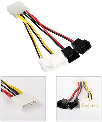 PNGKNYOCN 4-Pin Molex to 4 x 4 Pin Fan Connector Cable (Power 4 Fans from 1 Molex Connection!) 2X12V / 2X5V for CPU PC Case Fan2-Pack